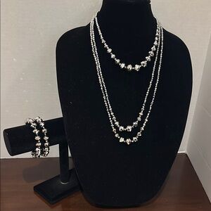Elegant Silver and Black Jewelry Set
